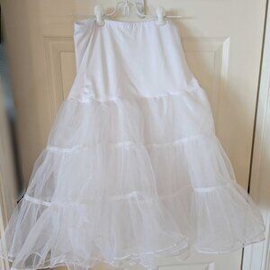 White 3-Tier Ruffled Tulle Petticoat Underskirt Costume Rockabilly Bridal Sz L
